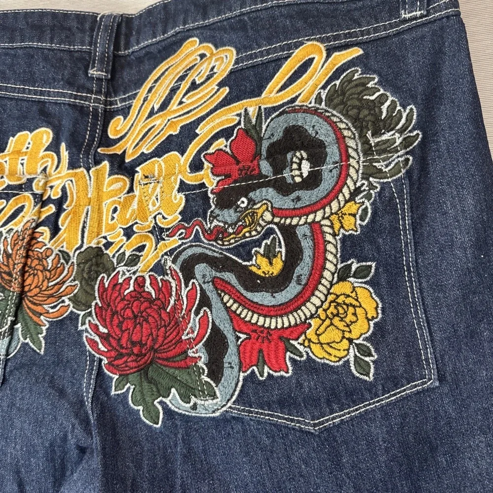 NINTH HALL AMBUSH Jeans Mens Size 38 Dragon Embroidered Baggy Wide Leg